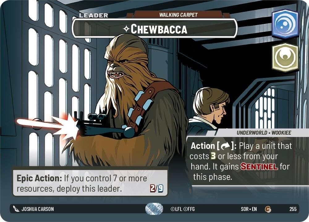 2024 Star Wars: Unlimited: Spark of Rebellion (SOR) - Chewbacca Walking Carpet Showcase (#255, Common) (Foil, Near Mint)