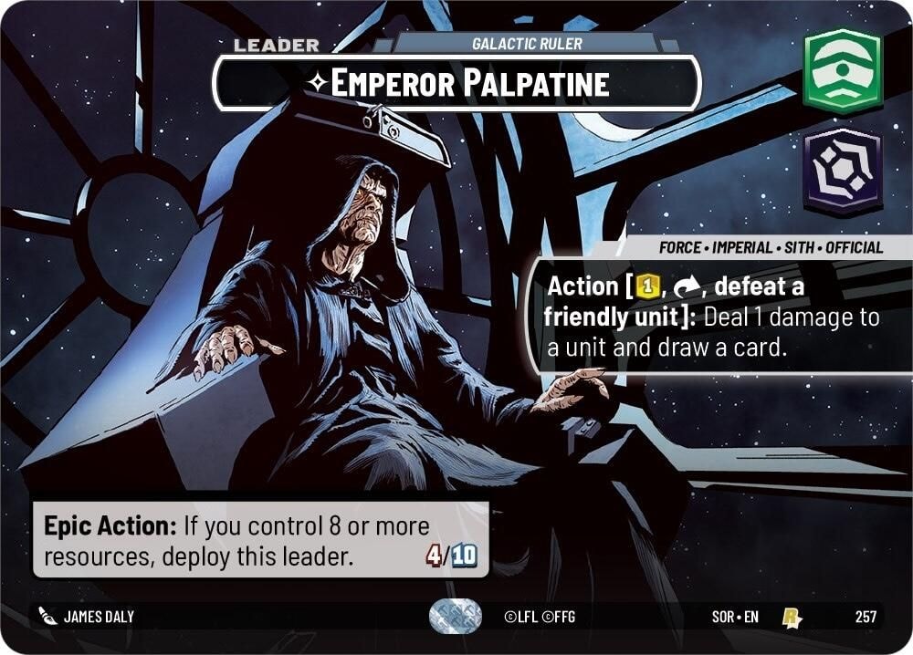 2024 Star Wars: Unlimited: Spark of Rebellion (SOR) - Emperor Palpatine - Galactic Ruler (Showcase) (#257, Rare) (Foil, Near Mint)