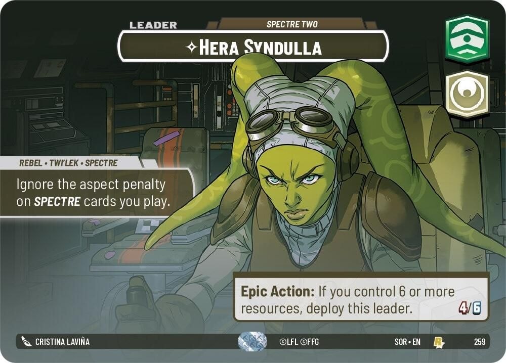 2024 Star Wars: Unlimited: Spark of Rebellion (SOR) - Hera Syndulla - Spectre Two (Showcase) (#259, Rare) (Foil, Near Mint)