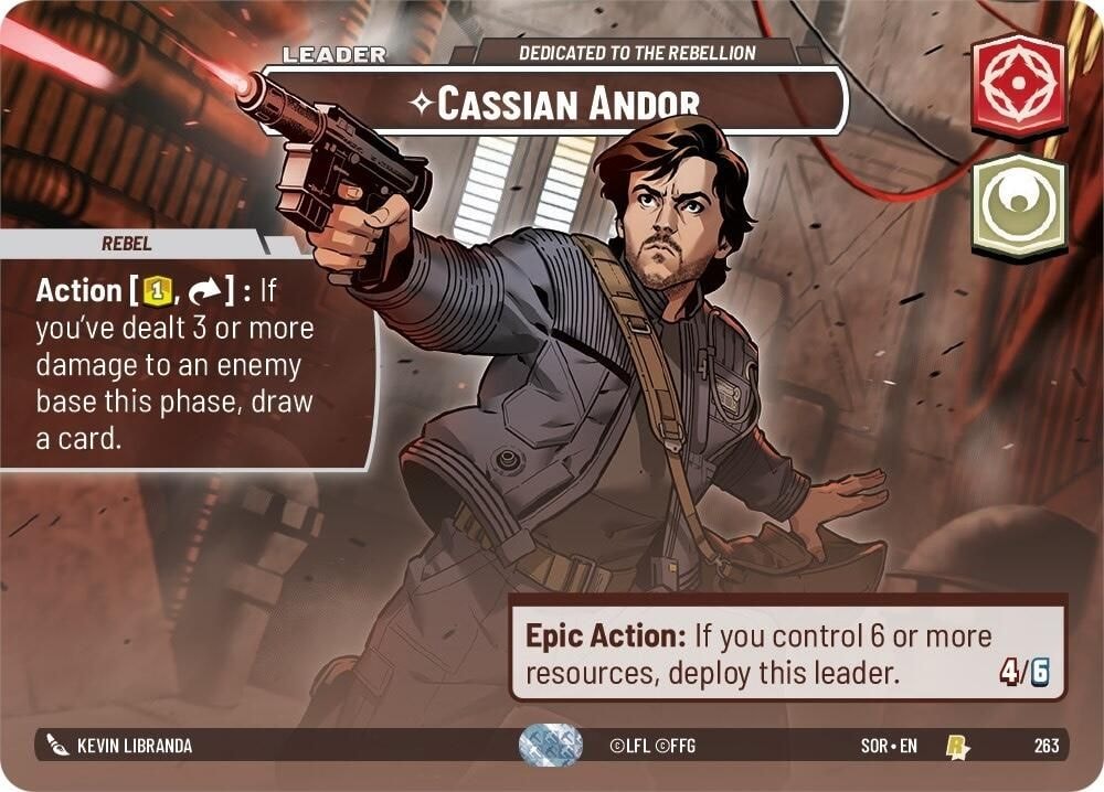 2024 Star Wars: Unlimited: Spark of Rebellion (SOR) - Cassian Andor Dedicated to the Rebellion Showcase (#263, Rare) (Foil, Near Mint)