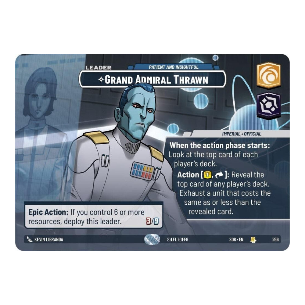 2024 Star Wars: Unlimited: Spark of Rebellion (SOR) - Grand Admiral Thrawn - Patient and Insightful (Showcase) (#266, Rare) (Foil, Near Mint)