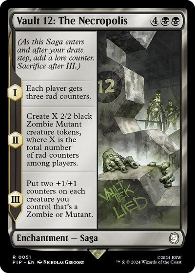 2024 Magic: The Gathering: Universes Beyond: Fallout (PIP) - Vault 12 The Necropolis (#51, Rare) (, Near Mint)