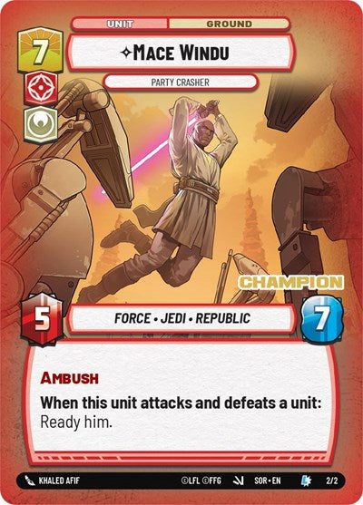 2024 Star Wars: Unlimited: Organized Play Promos (OPP) - Mace Windu Party Crasher Champion (#2/2, Legendary) (Foil, Near Mint)