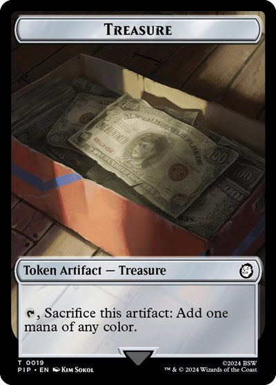 2024 Magic: The Gathering: Universes Beyond: Fallout (PIP) - Treasure 0019 Alien Double Sided Token (#19 // 6, T) (Foil, Near Mint)