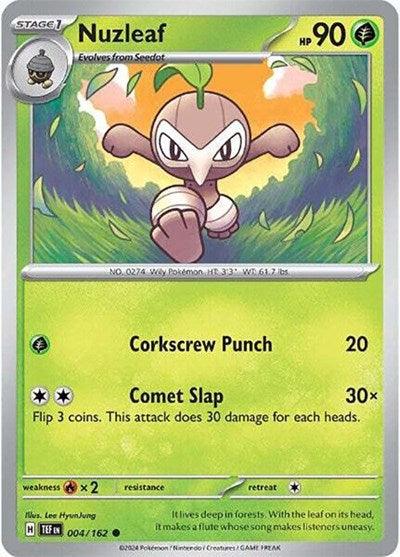 2024 Pokemon: SV05: Temporal Forces (TEF) - Nuzleaf (#004/162, Common) (, Near Mint)