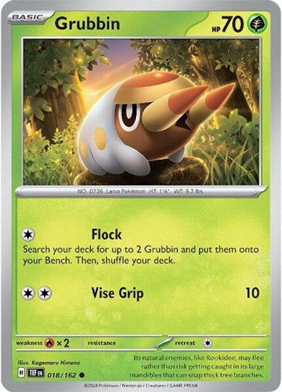 2024 Pokemon: SV05: Temporal Forces (TEF) - Grubbin (#018/162, Common) (, Near Mint)
