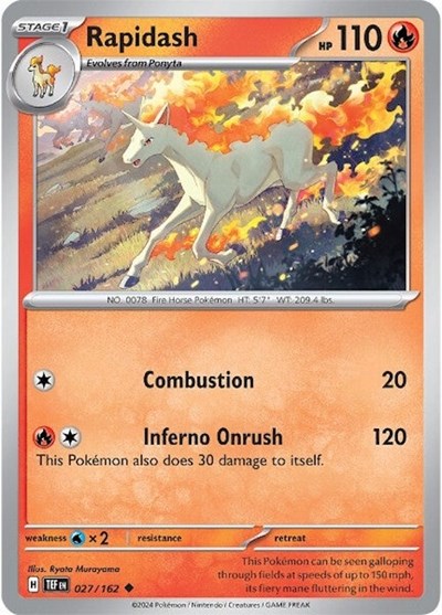 2024 Pokemon: SV05: Temporal Forces (TEF) - Rapidash (#027/162, Uncommon) (, Near Mint)