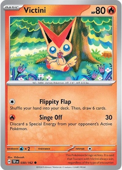 2024 Pokemon: SV05: Temporal Forces (TEF) - Victini (#030/162, Common) (, Near Mint)