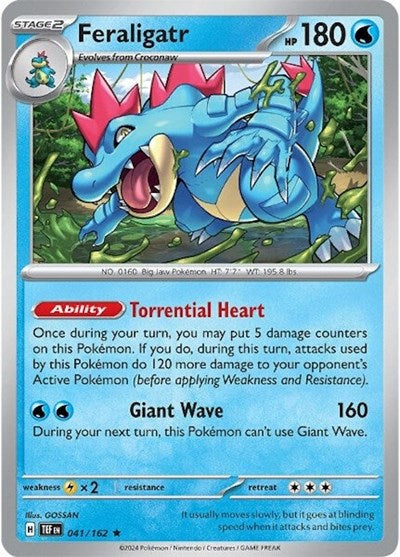 2024 Pokemon: SV05: Temporal Forces (TEF) - Feraligatr (#041/162, Rare) (Reverse Holofoil, Near Mint)