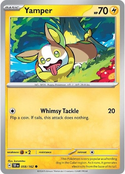 2024 Pokemon: SV05: Temporal Forces (TEF) - Yamper (#058/162, Common) (, Near Mint)