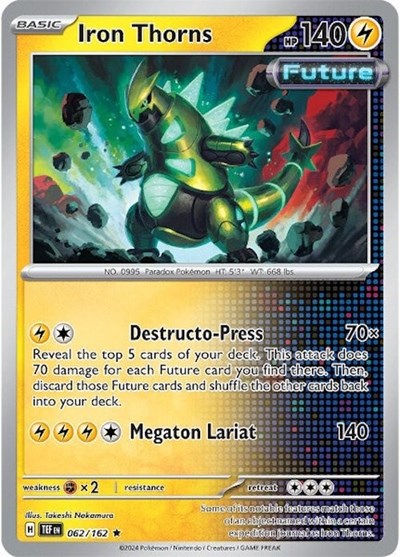 2024 Pokemon: SV05: Temporal Forces (TEF) - Iron Thorns (#062/162, Rare) (Reverse Holofoil, Near Mint)