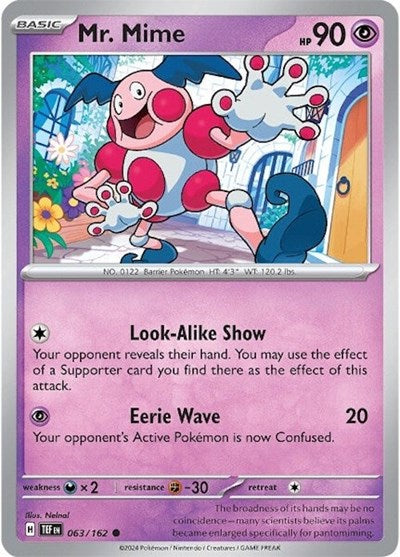 2024 Pokemon: SV05: Temporal Forces (TEF) - Mr Mime (#063/162, Common) (, Near Mint)