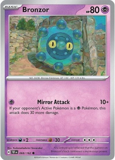 2024 Pokemon: SV05: Temporal Forces (TEF) - Bronzor 068 162 (#068/162, Common) (, Near Mint)