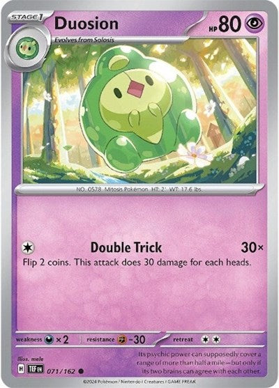 2024 Pokemon: SV05: Temporal Forces (TEF) - Duosion (#071/162, Common) (, Near Mint)