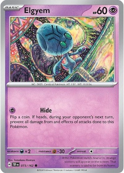 2024 Pokemon: SV05: Temporal Forces (TEF) - Elgyem (#073/162, Common) (, Near Mint)