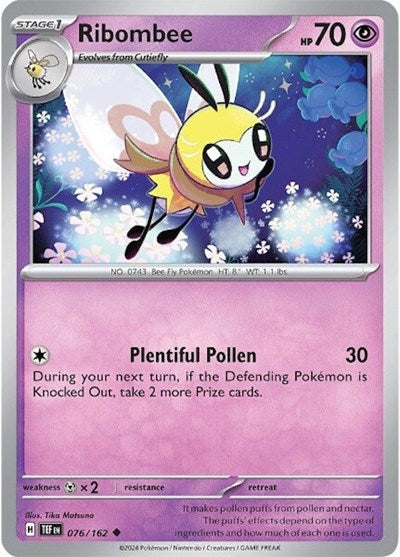 2024 Pokemon: SV05: Temporal Forces (TEF) - Ribombee (#076/162, Uncommon) (, Near Mint)