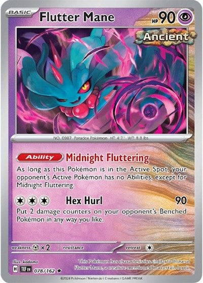 2024 Pokemon: SV05: Temporal Forces (TEF) - Flutter Mane (#078/162, Rare) (Reverse Holofoil, Near Mint)