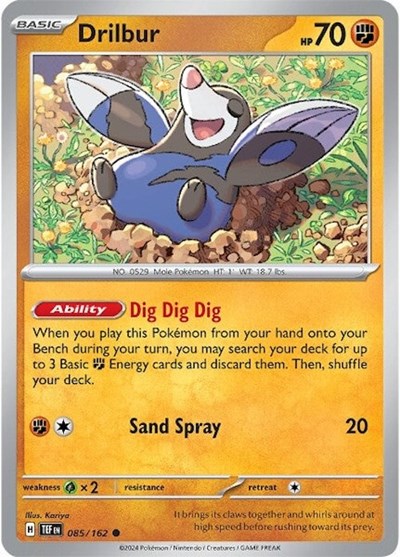 2024 Pokemon: SV05: Temporal Forces (TEF) - Drilbur (#085/162, Common) (, Near Mint)