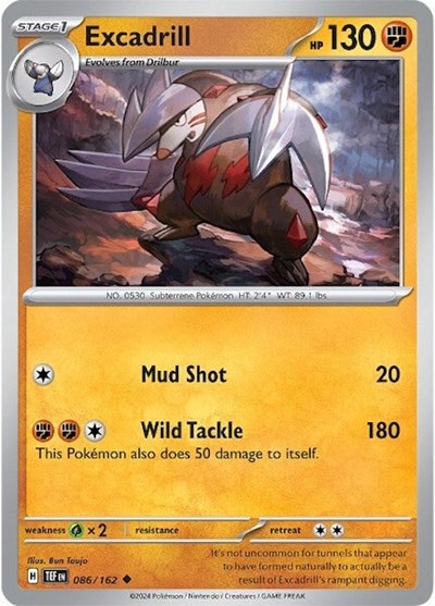 2024 Pokemon: SV05: Temporal Forces (TEF) - Excadrill 086 162 (#086/162, Uncommon) (, Near Mint)