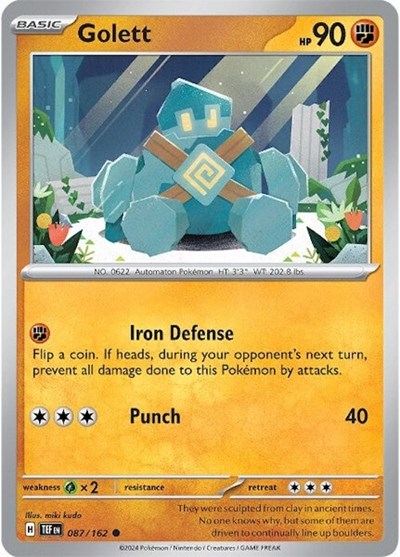 2024 Pokemon: SV05: Temporal Forces (TEF) - Golett (#087/162, Common) (, Near Mint)