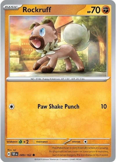 2024 Pokemon: SV05: Temporal Forces (TEF) - Rockruff (#089/162, Common) (, Near Mint)