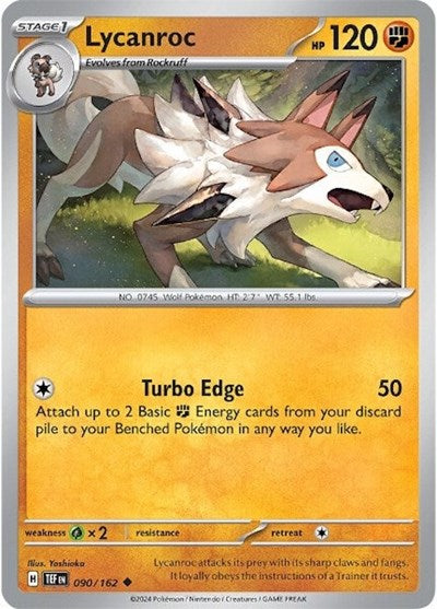 2024 Pokemon: SV05: Temporal Forces (TEF) - Lycanroc (#090/162, Uncommon) (, Near Mint)