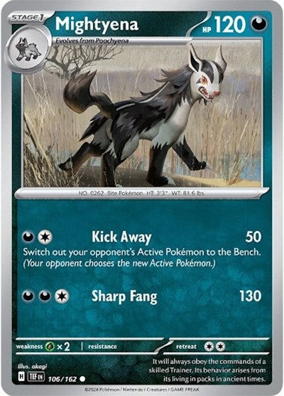 2024 Pokemon: SV05: Temporal Forces (TEF) - Mightyena (#106/162, Common) (, Near Mint)