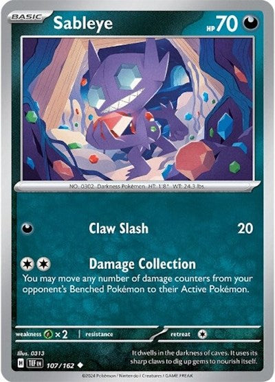 2024 Pokemon: SV05: Temporal Forces (TEF) - Sableye (#107/162, Uncommon) (, Near Mint)
