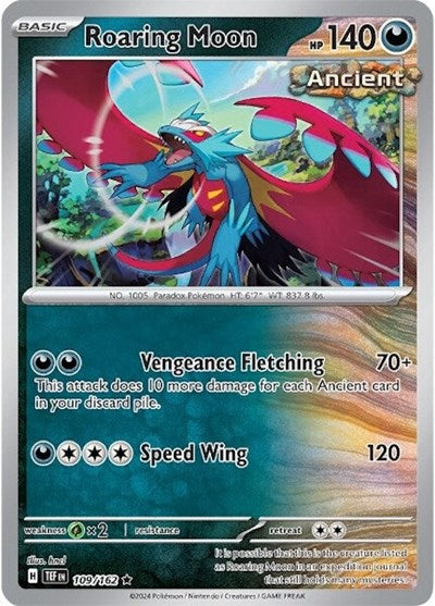 2024 Pokemon: SV05: Temporal Forces (TEF) - Roaring Moon (#109/162, Rare) (Reverse Holofoil, Near Mint)