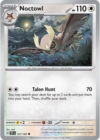 2024 Pokemon: SV05: Temporal Forces (TEF) - Noctowl (#127/162, Common) (, Near Mint)