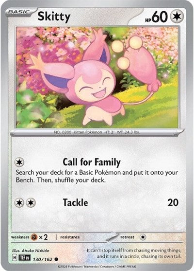 2024 Pokemon: SV05: Temporal Forces (TEF) - Skitty (#130/162, Common) (, Near Mint)