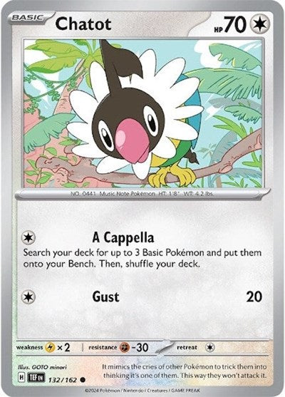 2024 Pokemon: SV05: Temporal Forces (TEF) - Chatot 132 162 (#132/162, Common) (, Near Mint)