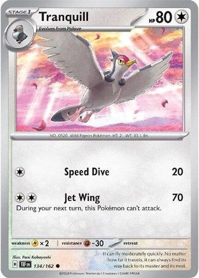 2024 Pokemon: SV05: Temporal Forces (TEF) - Tranquill (#134/162, Common) (, Near Mint)