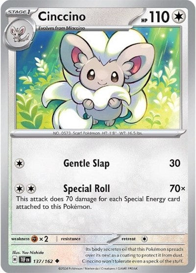 2024 Pokemon: SV05: Temporal Forces (TEF) - Cinccino 137 162 (#137/162, Uncommon) (, Near Mint)