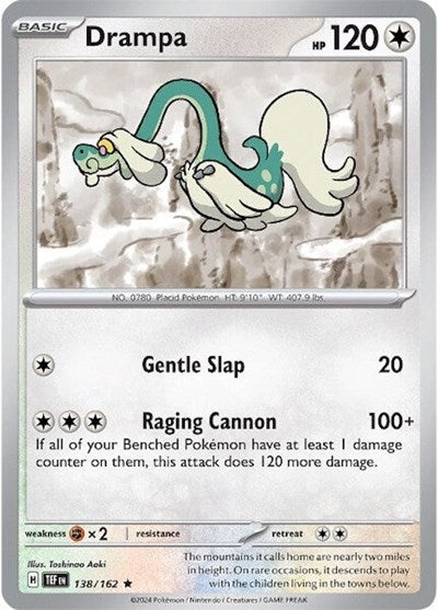 2024 Pokemon: SV05: Temporal Forces (TEF) - Drampa 138 162 (#138/162, Rare) (Holofoil, Near Mint)