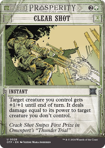 2024 Magic: The Gathering: Outlaws of Thunder Junction: Breaking News (OTP) - Clear Shot (#28, Uncommon)