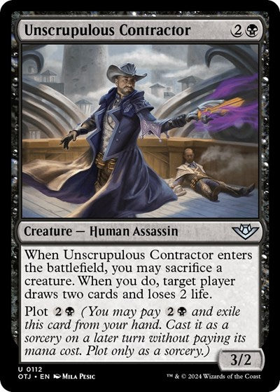 2024 Magic: The Gathering: Outlaws of Thunder Junction (OTJ) - Unscrupulous Contractor (#112, Uncommon)