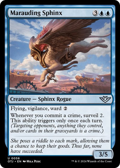 2024 Magic: The Gathering: Outlaws of Thunder Junction (OTJ) - Marauding Sphinx (#56, Uncommon) (, Near Mint)