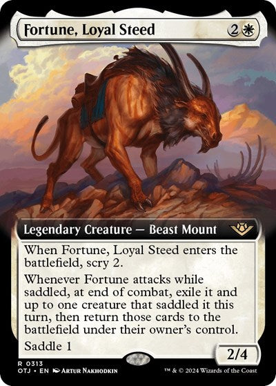 2024 Magic: The Gathering: Outlaws of Thunder Junction (OTJ) - Fortune Loyal Steed Extended Art (#313, Rare) (, Lightly Played)
