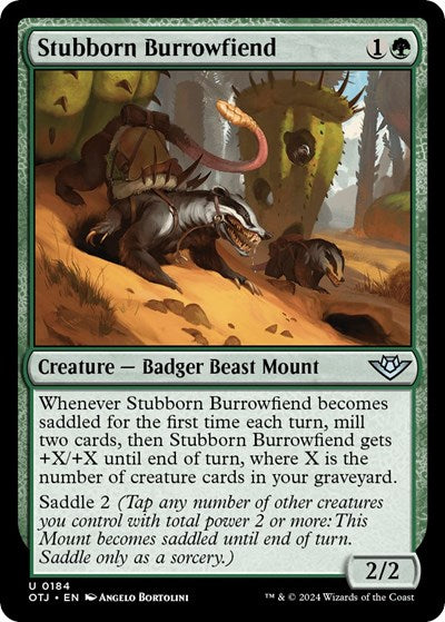 2024 Magic: The Gathering: Outlaws of Thunder Junction (OTJ) - Stubborn Burrowfiend (#184, Uncommon) (, Near Mint)