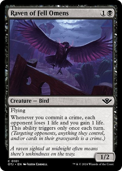 2024 Magic: The Gathering: Outlaws of Thunder Junction (OTJ) - Raven of Fell Omens (#101, Common)