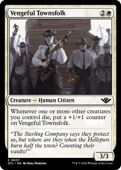 2024 Magic: The Gathering: Outlaws of Thunder Junction (OTJ) - Vengeful Townsfolk (#37, Common)