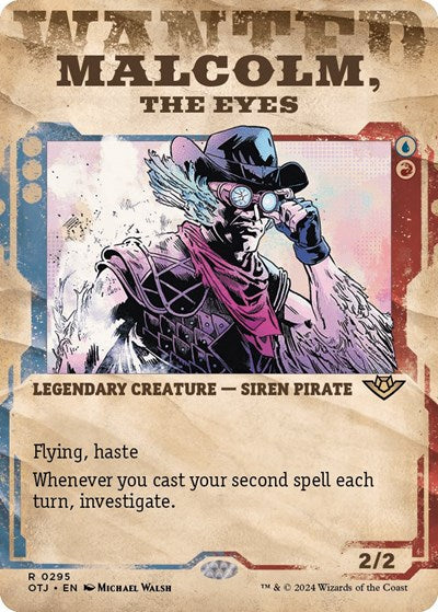 2024 Magic: The Gathering: Outlaws of Thunder Junction (OTJ) - Malcolm the Eyes Showcase (#295, Rare) (Foil, Near Mint)
