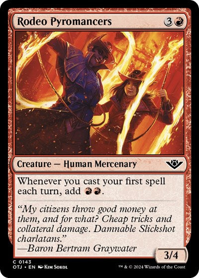 2024 Magic: The Gathering: Outlaws of Thunder Junction (OTJ) - Rodeo Pyromancers (#143, Common)