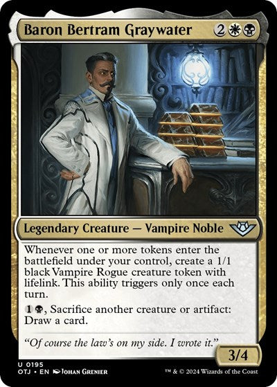 2024 Magic: The Gathering: Outlaws of Thunder Junction (OTJ) - Baron Bertram Graywater (#195, Uncommon) (, Near Mint)