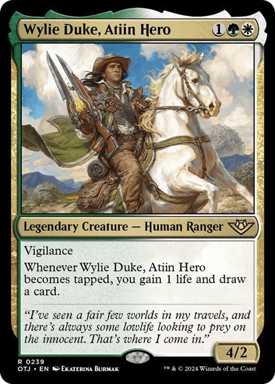 2024 Magic: The Gathering: Outlaws of Thunder Junction (OTJ) - Wylie Duke Atiin Hero (#239, Rare) (, Near Mint)