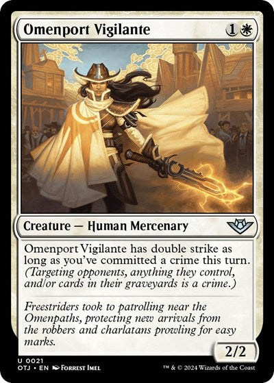 2024 Magic: The Gathering: Outlaws of Thunder Junction (OTJ) - Omenport Vigilante (#21, Uncommon) (, Near Mint)