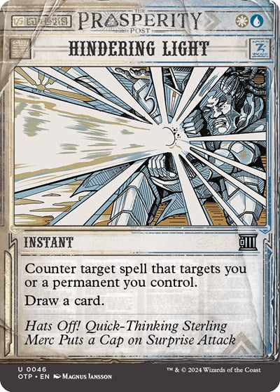 2024 Magic: The Gathering: Outlaws of Thunder Junction: Breaking News (OTP) - Hindering Light (#46, Uncommon)