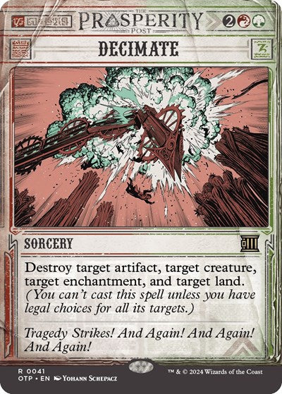 2024 Magic: The Gathering: Outlaws of Thunder Junction: Breaking News (OTP) - Decimate (#41, Rare) (, Near Mint)