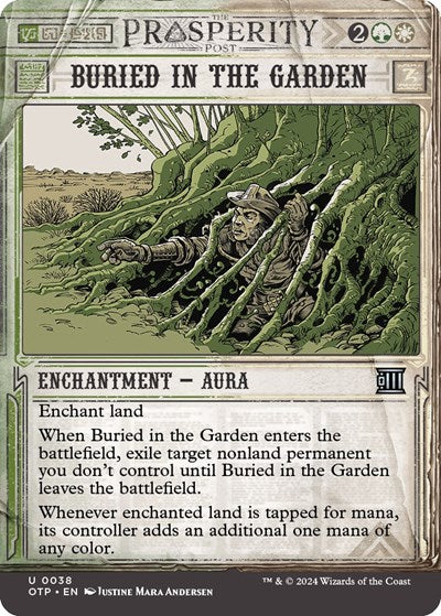 2024 Magic: The Gathering: Outlaws of Thunder Junction: Breaking News (OTP) - Buried in the Garden (#38, Uncommon) (, Near Mint)